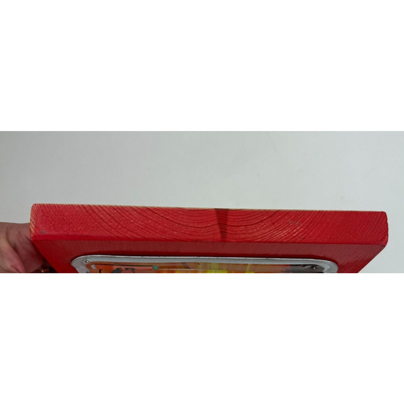 License Plate "Lauren" Folk Art Red Wood Backing Alaska - Picture 4 of 9